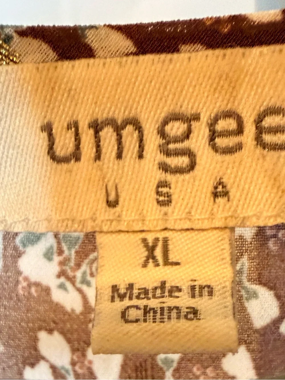 Umgee Women’s size XL Boho Patchwork Floral Maxi Dress - Sage, Mustard & Brown - Picture 6 of 9
